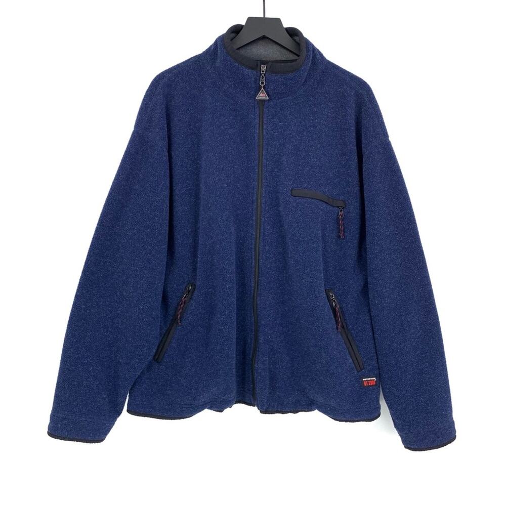VTG OUTERSPORT Fleece Full-Zip Sweater Navy Blue L